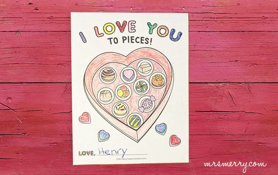 i love you to pieces candy printable