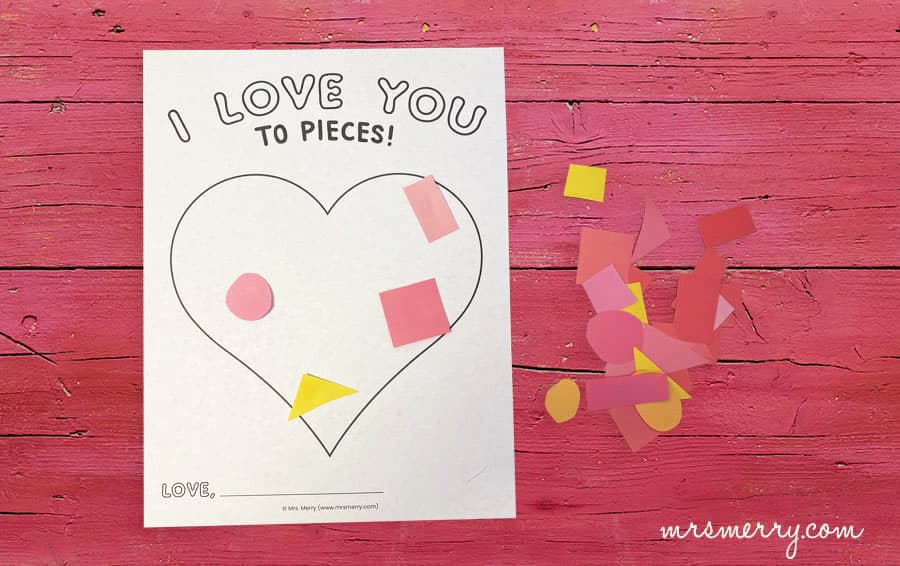 cut out pieces for valentine activity