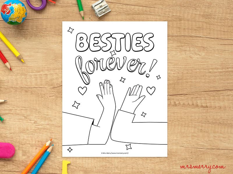 besties forever coloring page