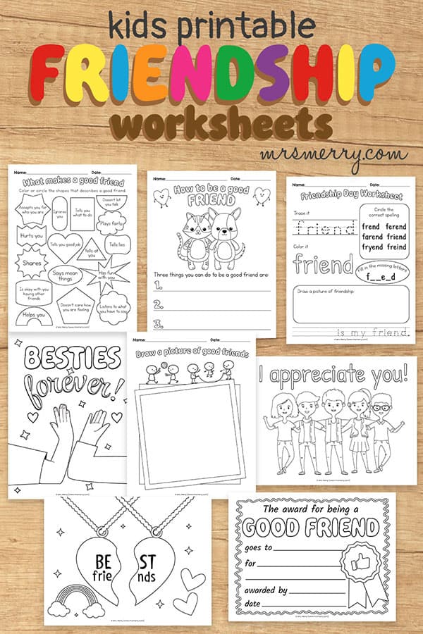 friend worksheets and coloring pages