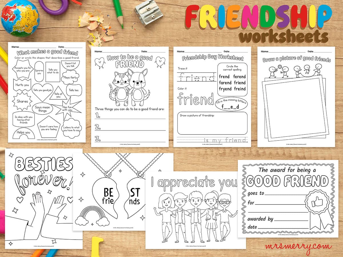 friendship worksheets for kindergarten lesson plans