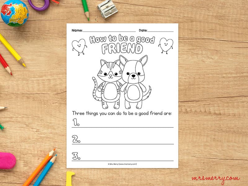 how to be a good friend worksheet