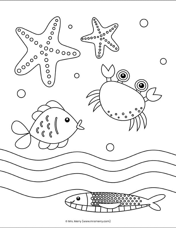 ocean creatures coloring page