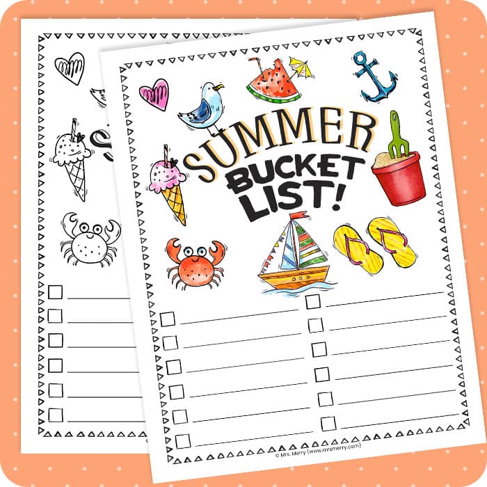 printable summer bucket list template
