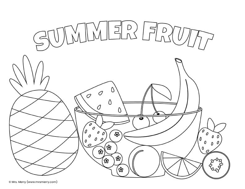 summer fruit coloring page