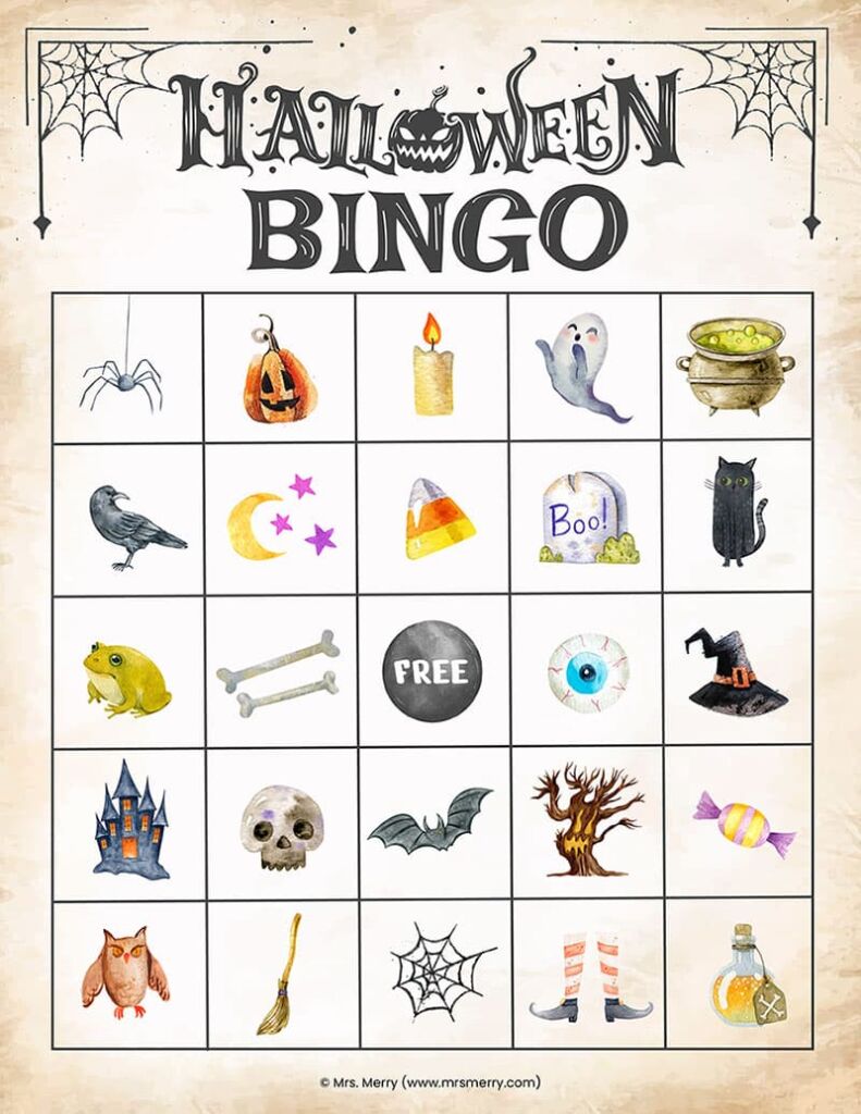 free halloween bingo cards