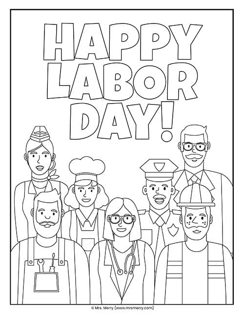 happy labor day workers coloring sheet