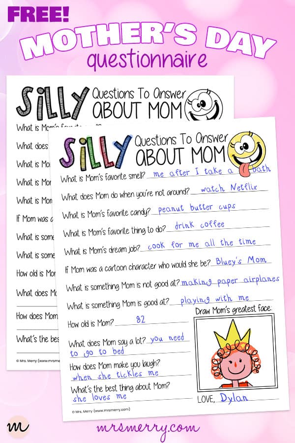 free printable questionnaire for mom