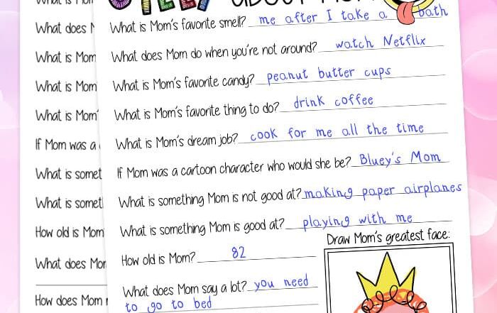 silly questions about mom printable