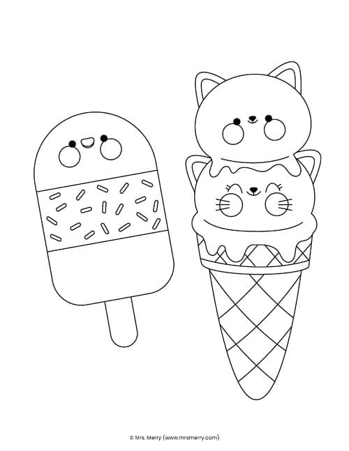 kawaii ice cream coloring pages