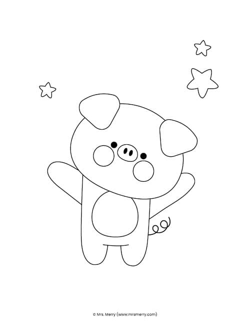 kawaii pig coloring page