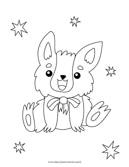 kawaii fox coloring page